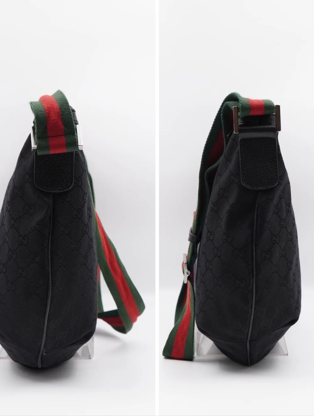 CH13 💗 Gucci GG Monogram Web halfmoon Large Crossbody - Picture 7 of 13